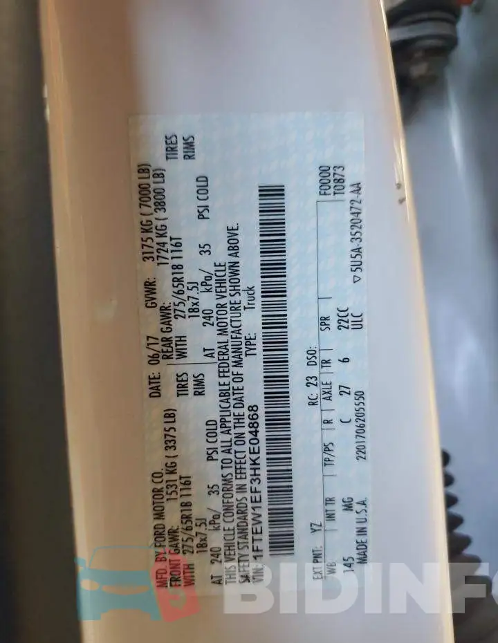 1FTEW1EF3HKE04868 Photo# 12