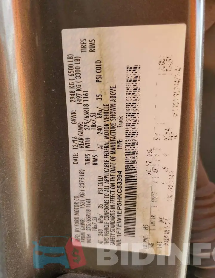 1FTEW1EP5HKC53394 Photo# 13