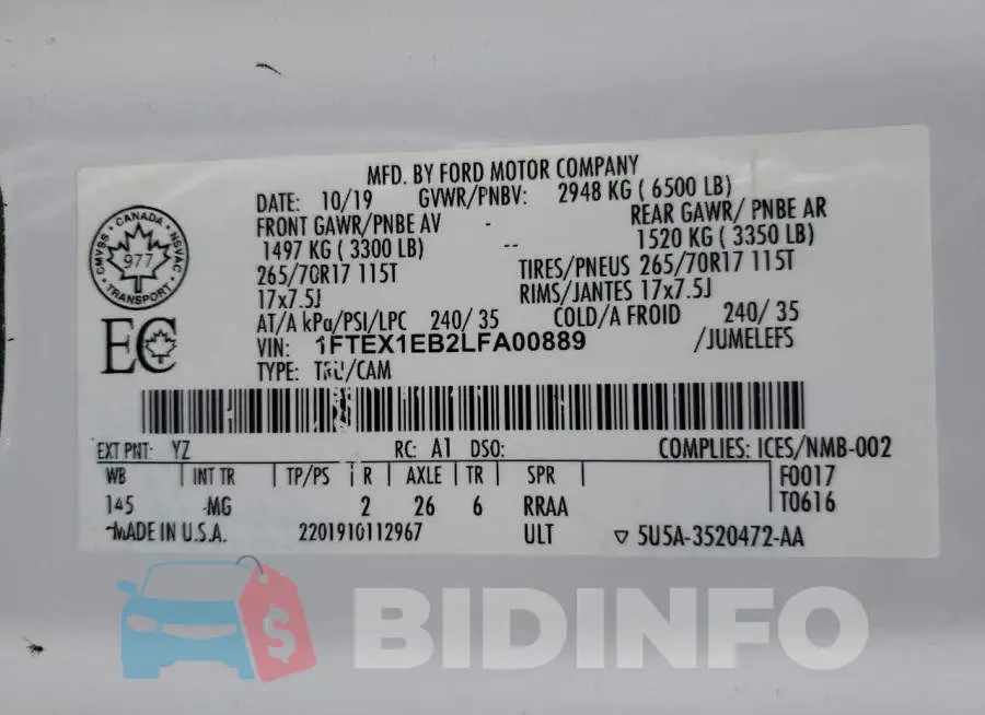 1FTEX1EB2LFA00889 Photo# 13
