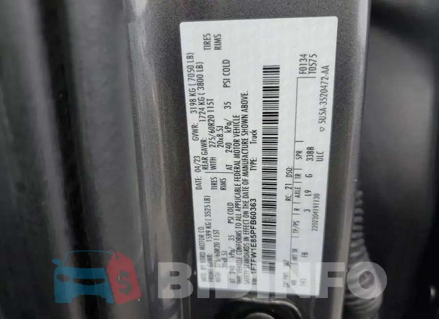 1FTFW1E85PFB60363 Photo# 12