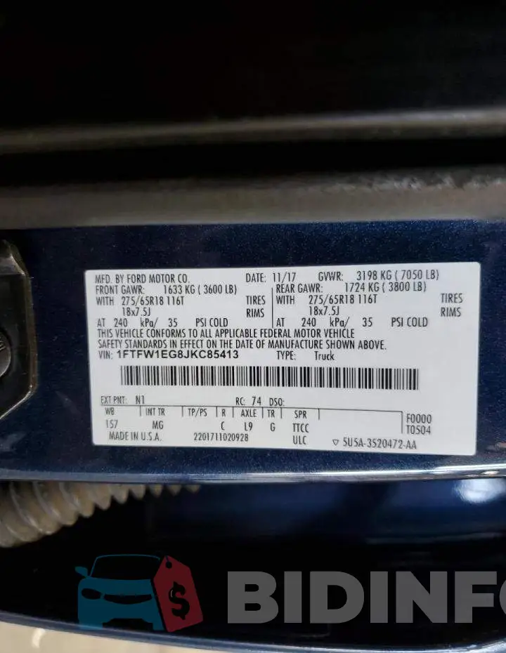 1FTFW1EG8JKC85413 Photo# 12