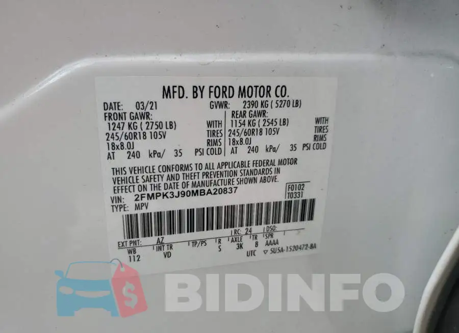 2FMPK3J90MBA20837 Photo# 13
