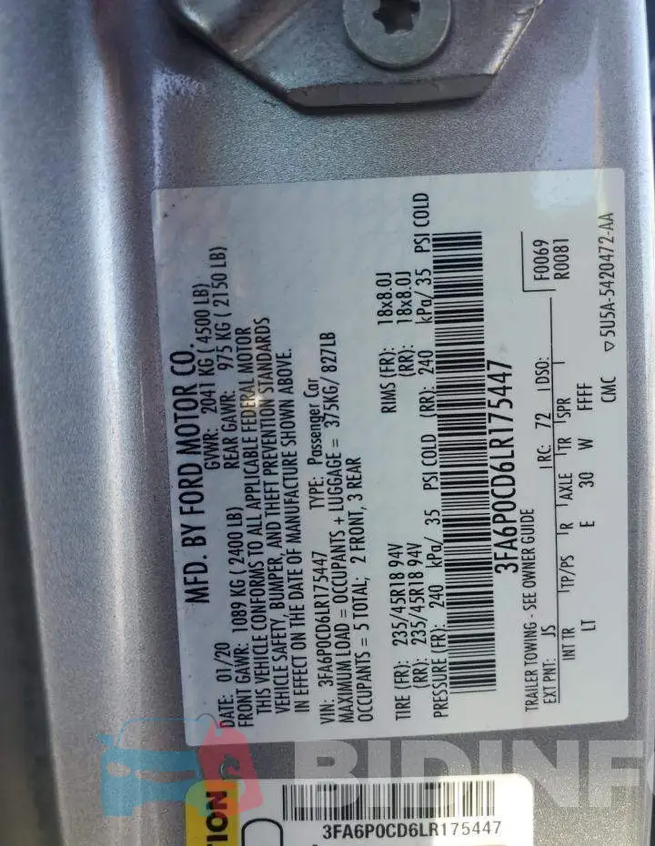 3FA6P0CD6LR175447 Photo# 12