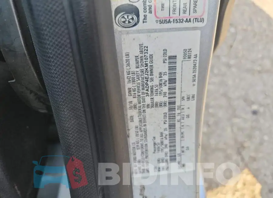 3FADP4EJ2KM107322 Photo# 13