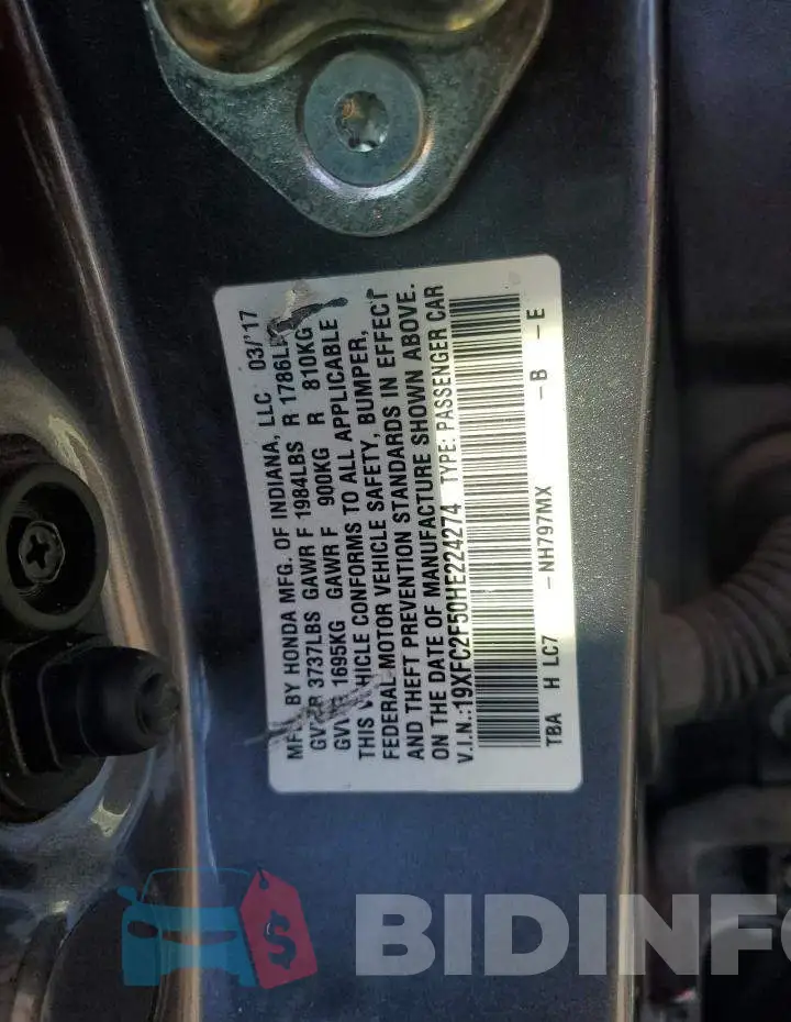 19XFC2F50HE224274 Photo# 13