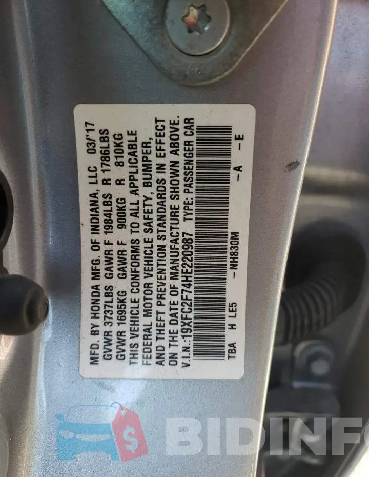 19XFC2F74HE220987 Photo# 12