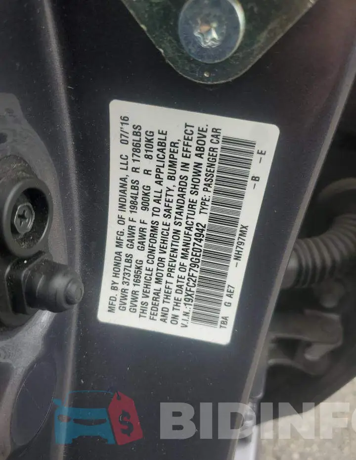 19XFC2F79GE074942 Photo# 12