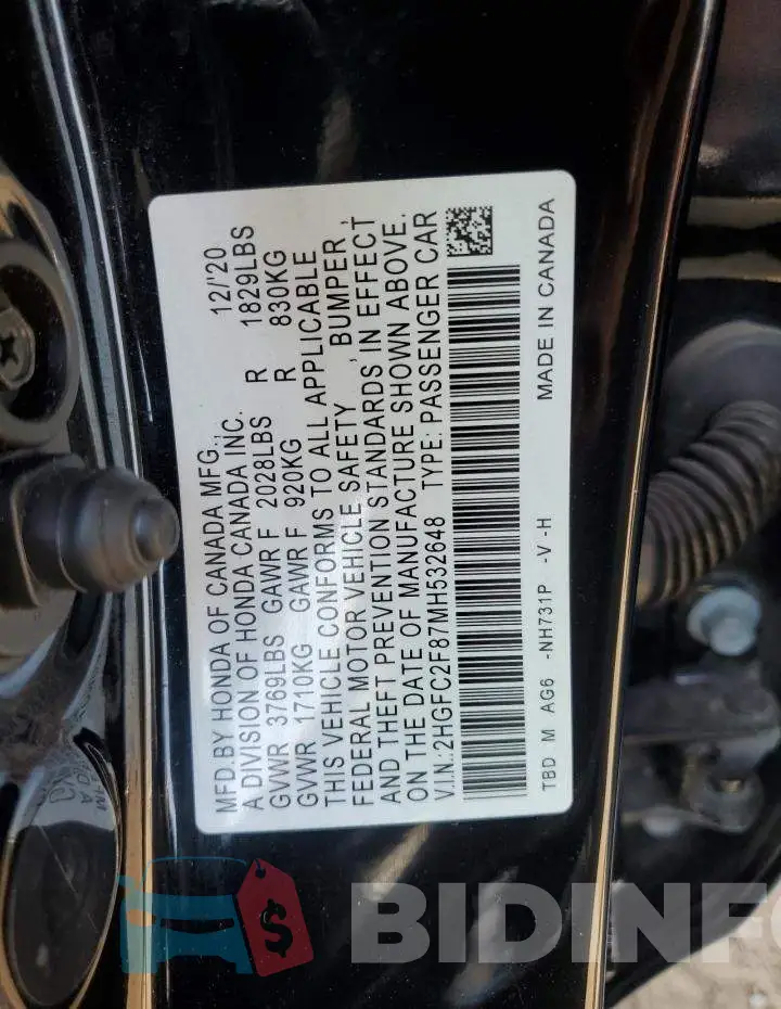 2HGFC2F87MH532648 Photo# 12