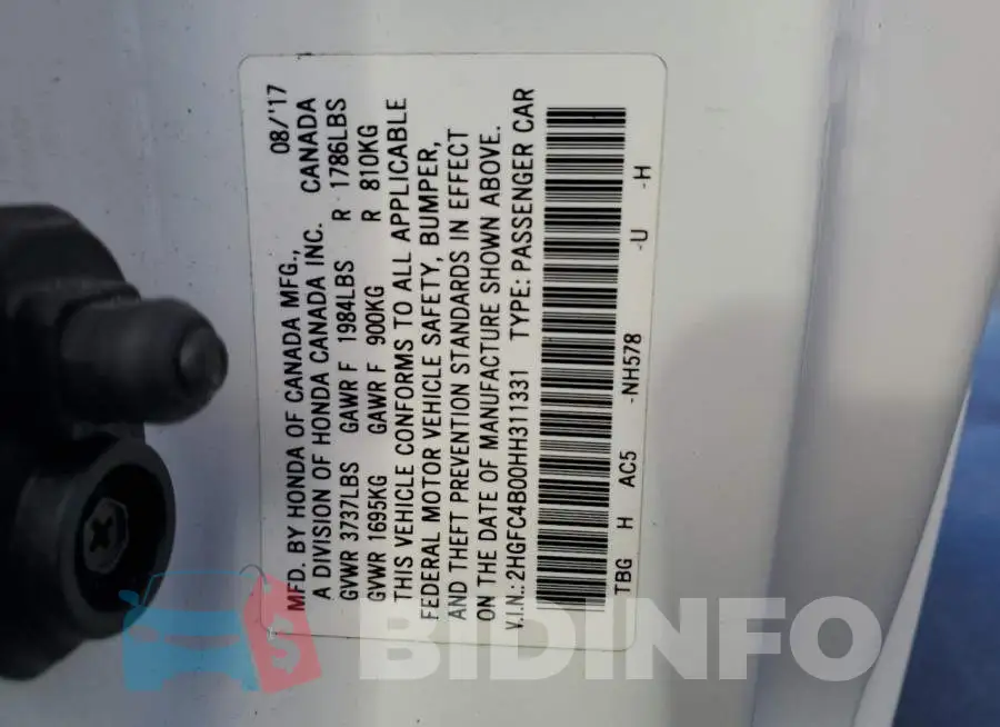 2HGFC4B00HH311331 Photo# 12