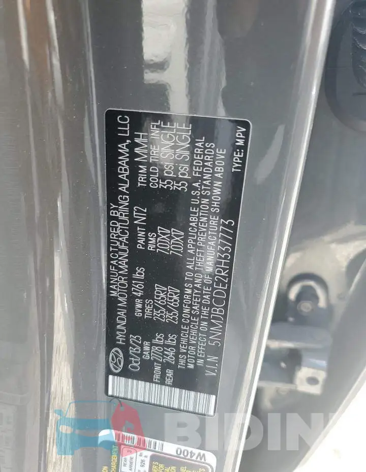 5NMJBCDE2RH337773 Photo# 13