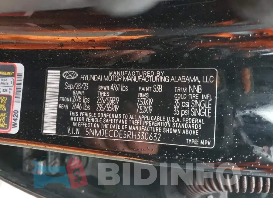 5NMJECDE5RH330632 Photo# 13