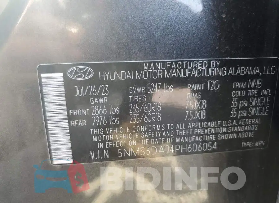 5NMS3DAJ4PH606054 Photo# 13