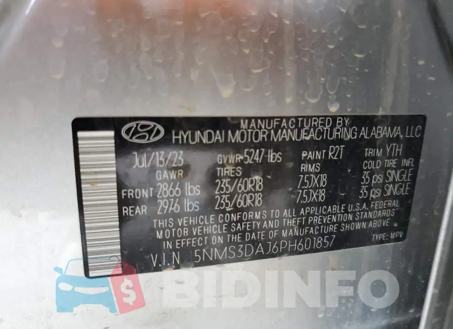 5NMS3DAJ6PH601857 Photo# 13