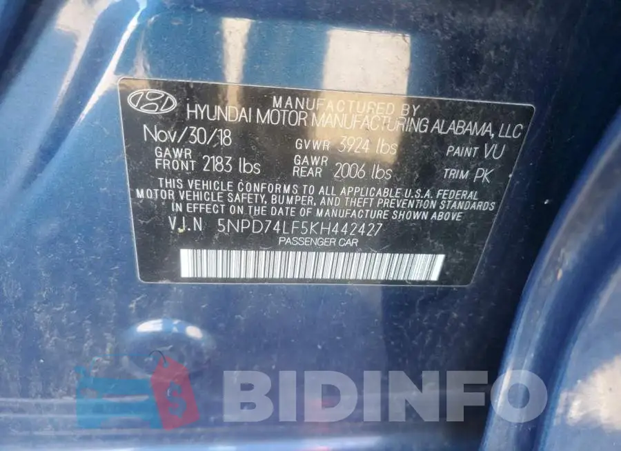 5NPD74LF5KH442427 Photo# 13