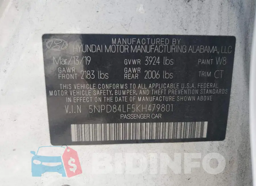5NPD84LF5KH479801 Photo# 12