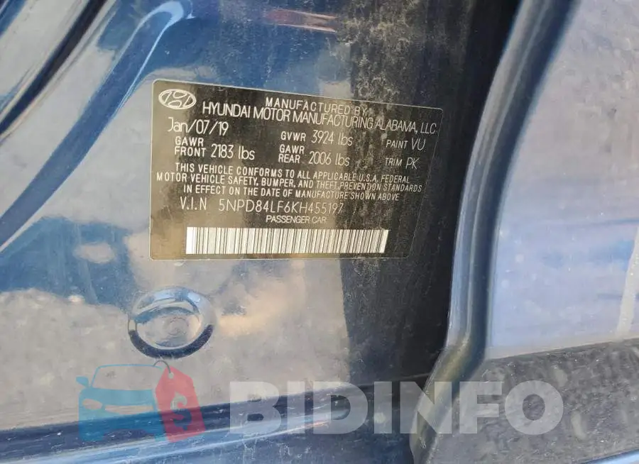 5NPD84LF6KH455197 Photo# 12