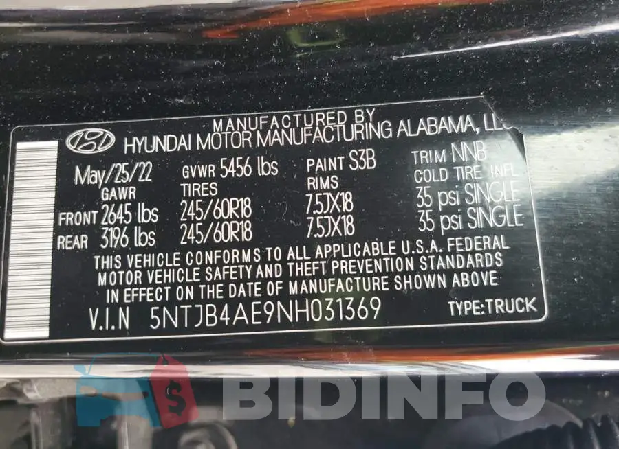 5NTJB4AE9NH031369 Photo# 13