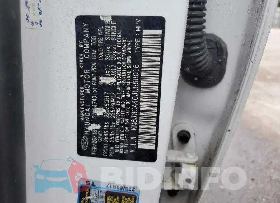 KM8J3CA40JU698016 Photo# 13