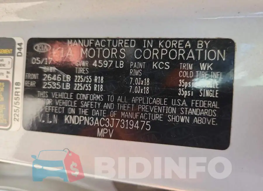 KNDPN3AC3J7319475 Photo# 13