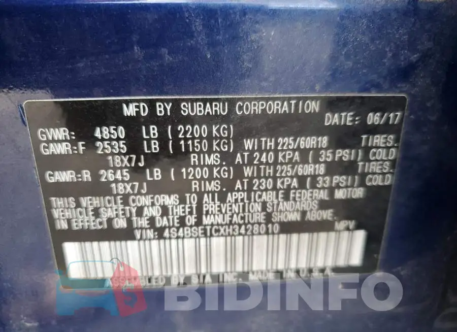 4S4BSETCXH3428010 Photo# 13