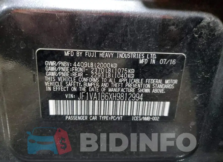 JF1VA1B6XH9812994 Photo# 13