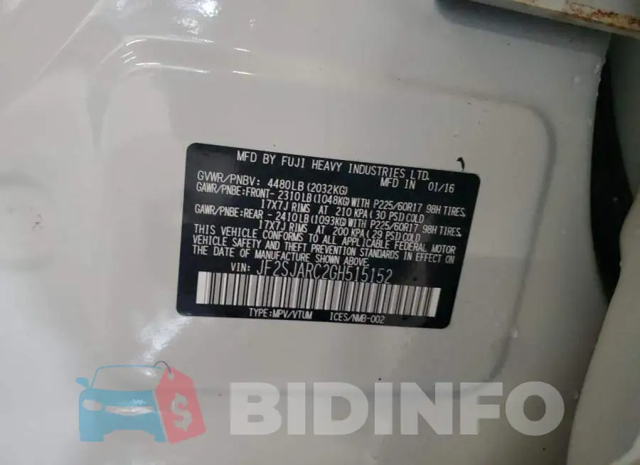 JF2SJARC2GH515152 Photo# 12