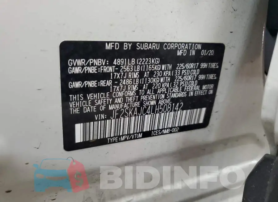 JF2SKAJC4LH508142 Photo# 14
