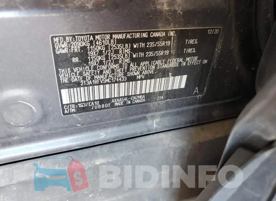 2T3A1RFV5MC174433 Photo# 13