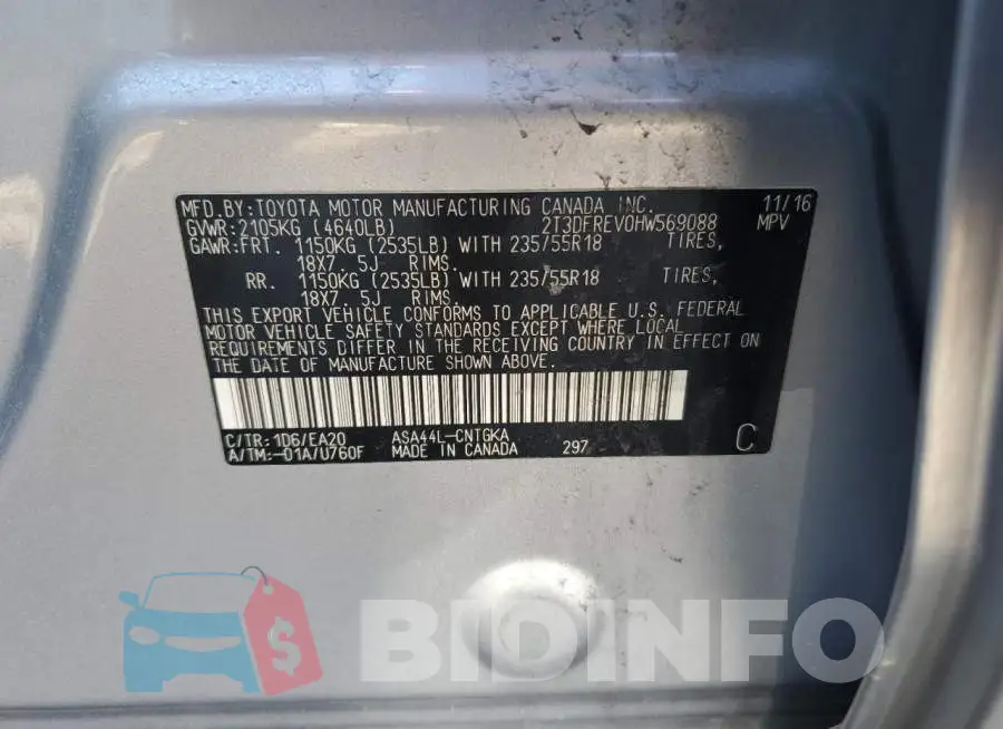 2T3DFREV0HW569088 Photo# 13