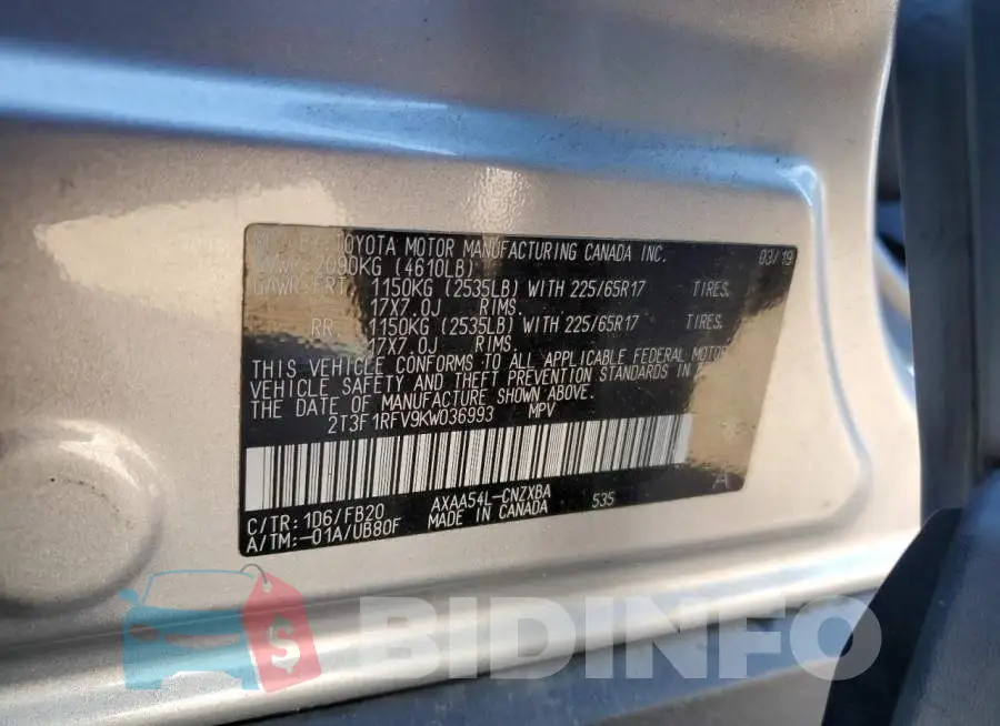 2T3F1RFV9KW036993 Photo# 14