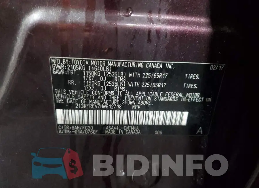 2T3RFREV7HW612718 Photo# 14