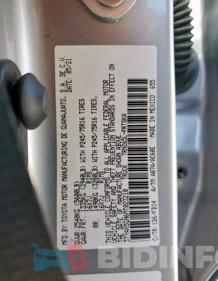 3TYAX5GN6MT023210 Photo# 12