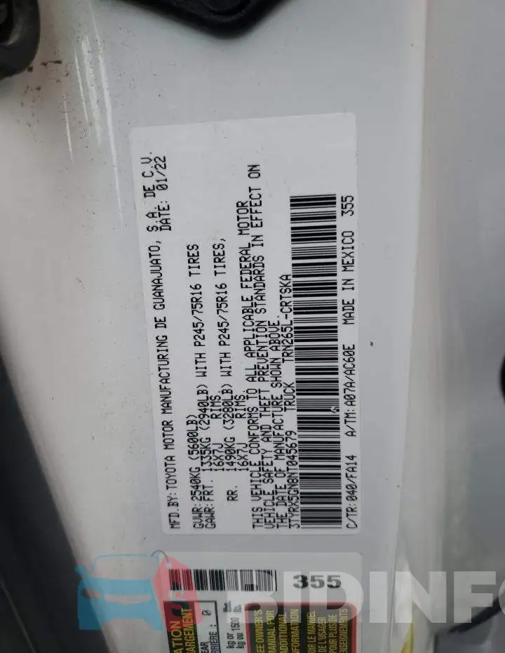 3TYRX5GN8NT045679 Photo# 12