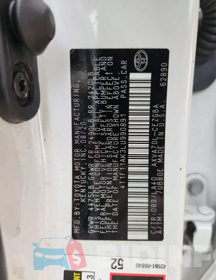 4T1F11AK3LU990891 Photo# 12