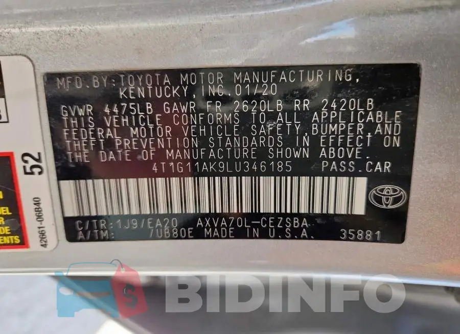 4T1G11AK9LU346185 Photo# 12