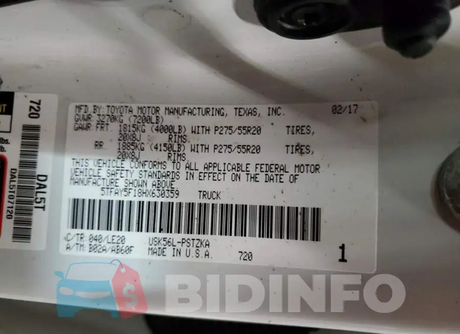 5TFAY5F18HX630359 Photo# 12