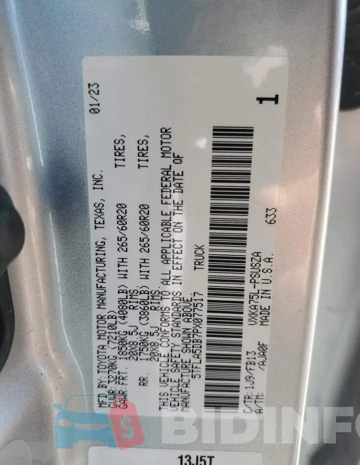 5TFLA5DB7PX077517 Photo# 12