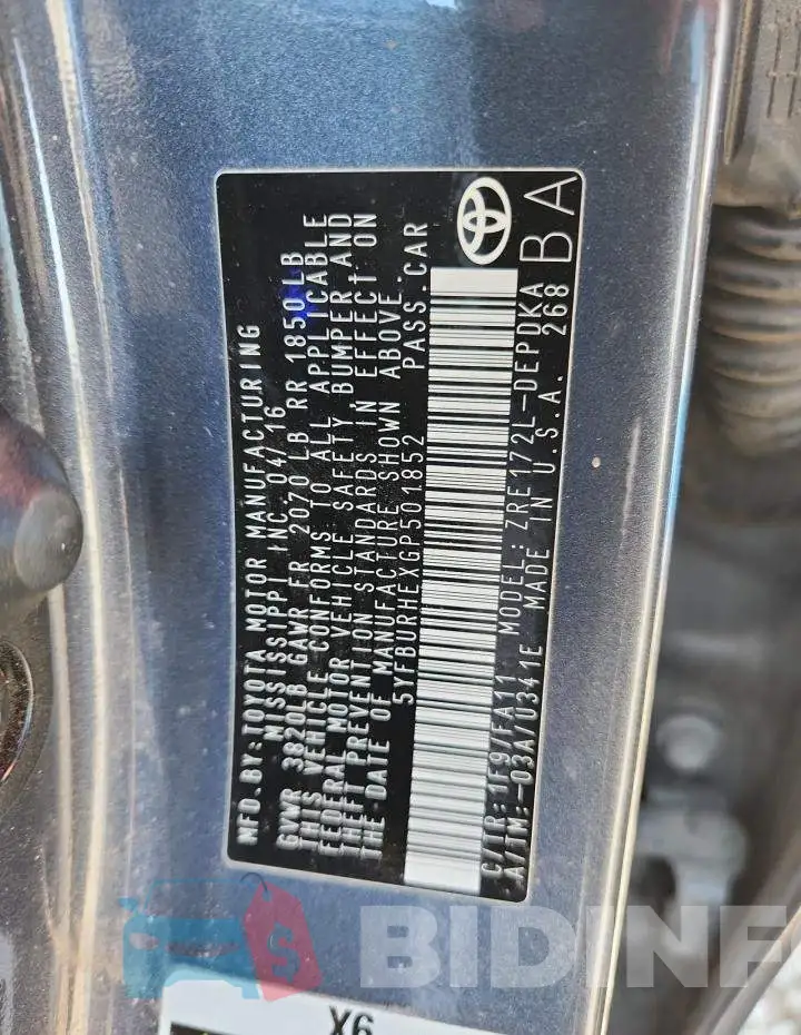 5YFBURHEXGP501852 Photo# 12