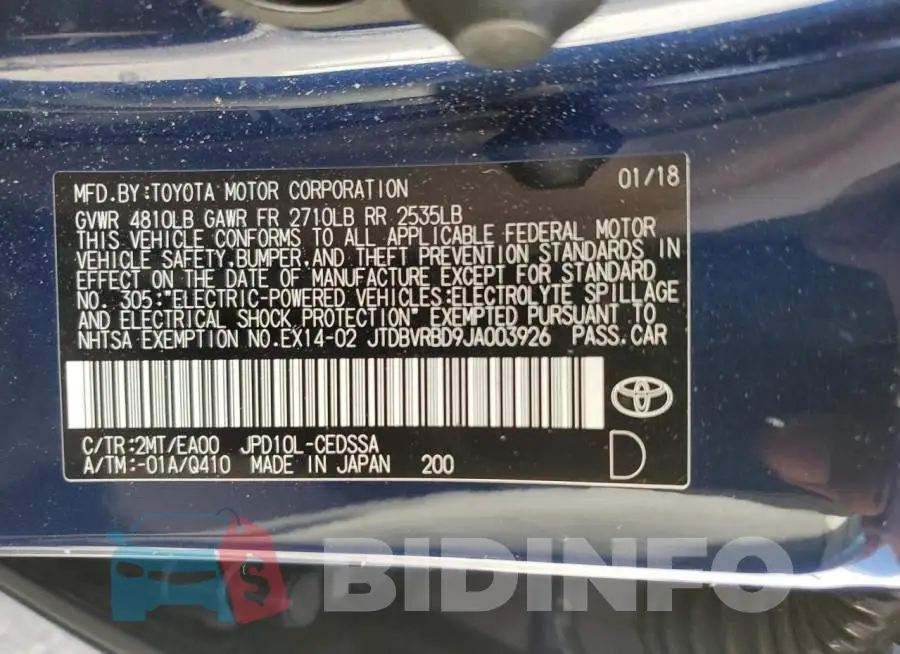 JTDBVRBD9JA003926 Photo# 13