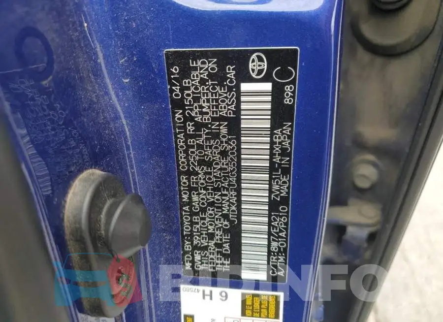JTDKARFU4G3520361 Photo# 13