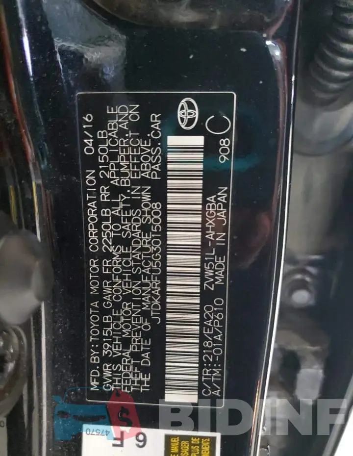 JTDKARFU5G3015008 Photo# 12
