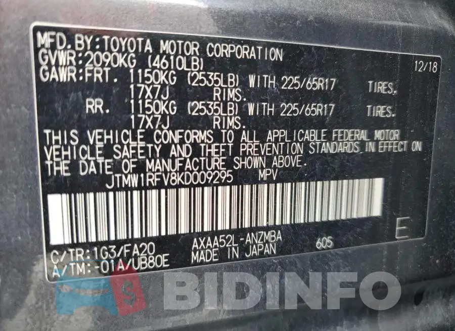 JTMW1RFV8KD009295 Photo# 12