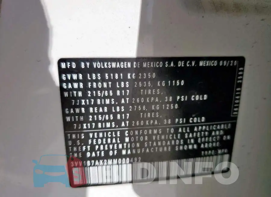 3VV1B7AX2MM000492 Photo# 14