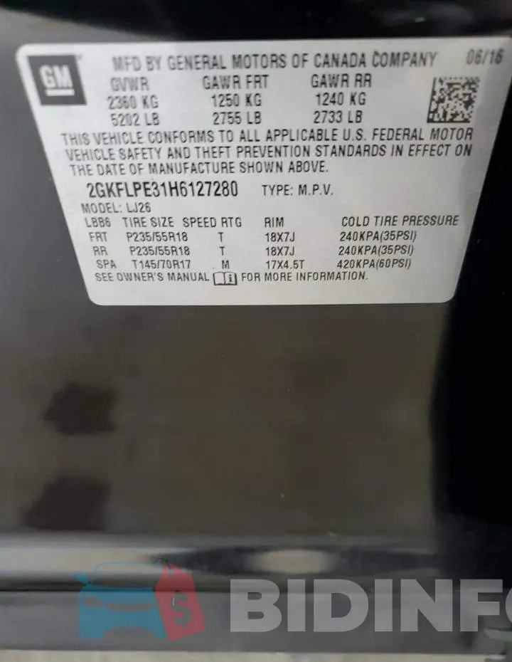 2GKFLPE31H6127280 Photo# 13