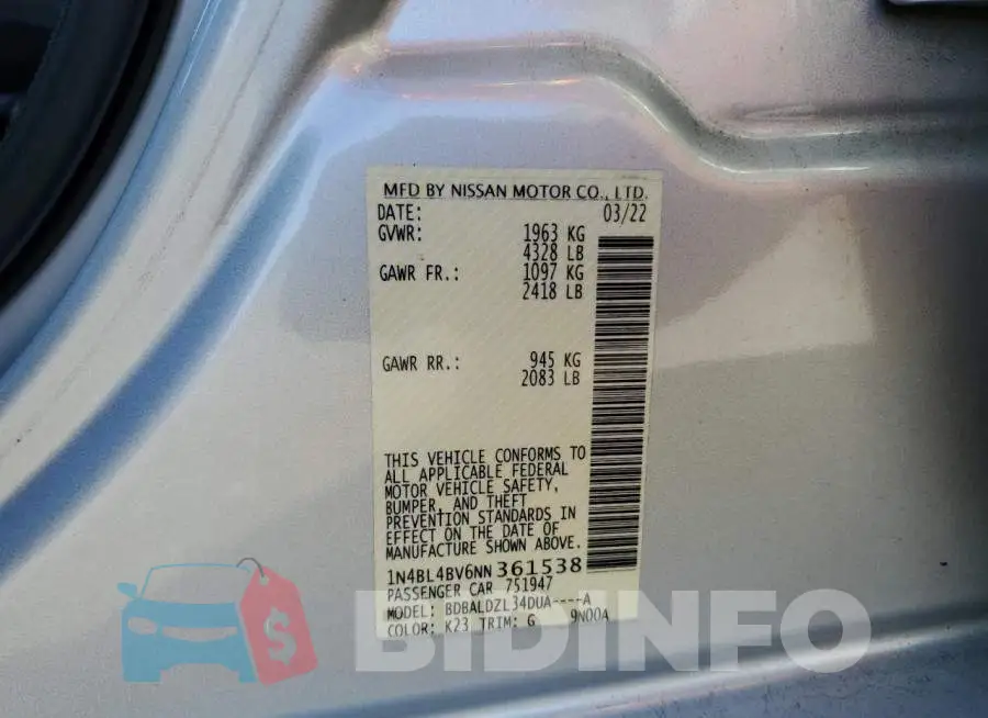 1N4BL4BV6NN361538 Photo# 12