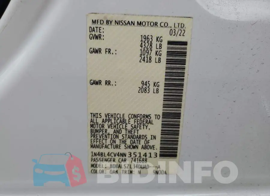 1N4BL4CV4NN351413 Photo# 12