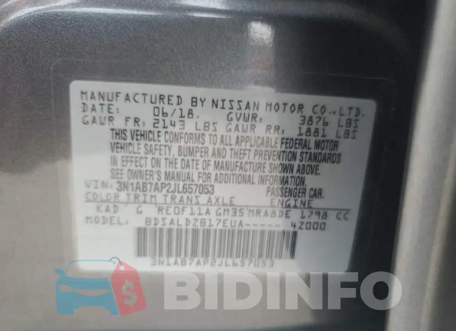 3N1AB7AP2JL657053 Photo# 12