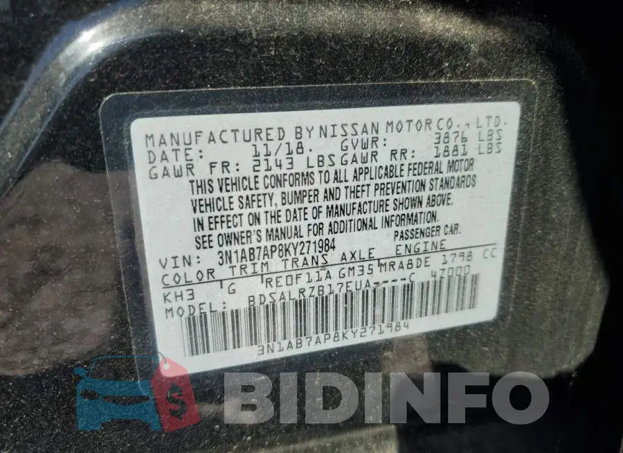 3N1AB7AP8KY271984 Photo# 12