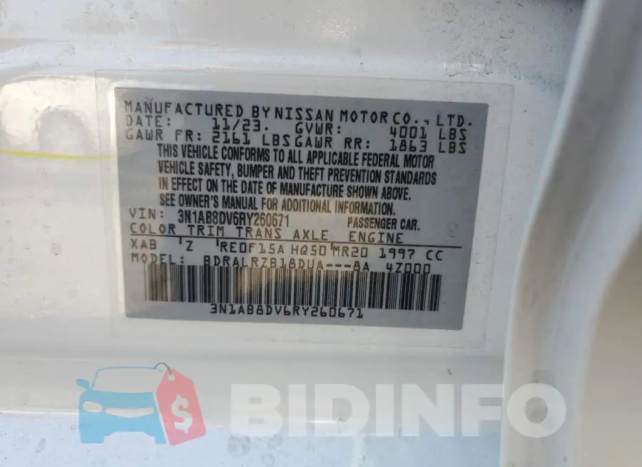 3N1AB8DV6RY260671 Photo# 12