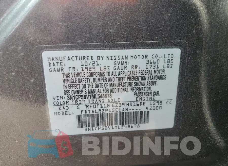 3N1CP5BV1ML548678 Photo# 13